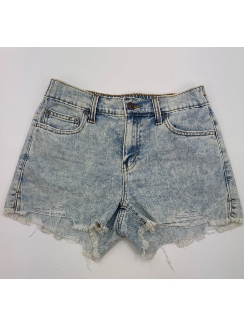 Aerie Womens Acid Wash Denim Shorts XS Raw Hem Casual Summer Style
